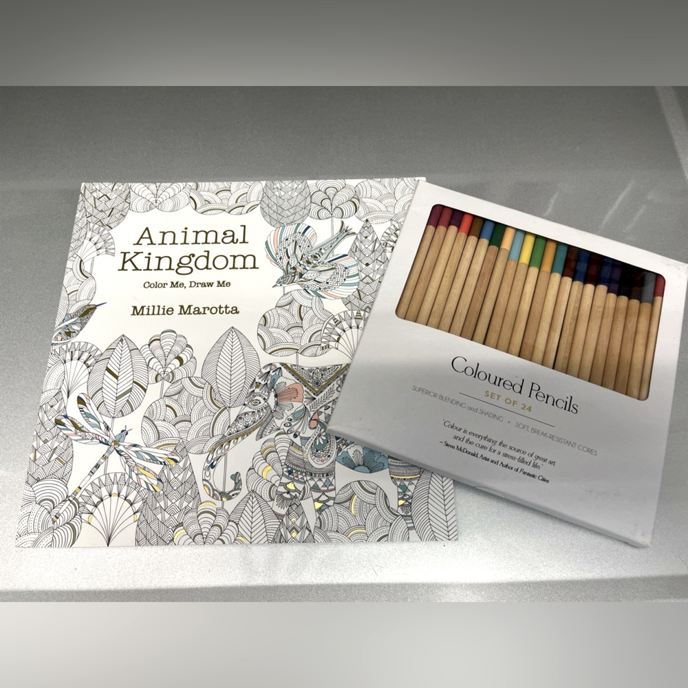 Indigo Colouring Book with Coloured Pencils